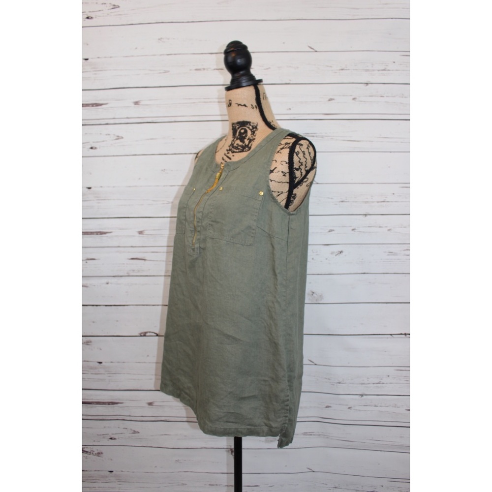 Ellen Tracy Olive Green Linen TankTop